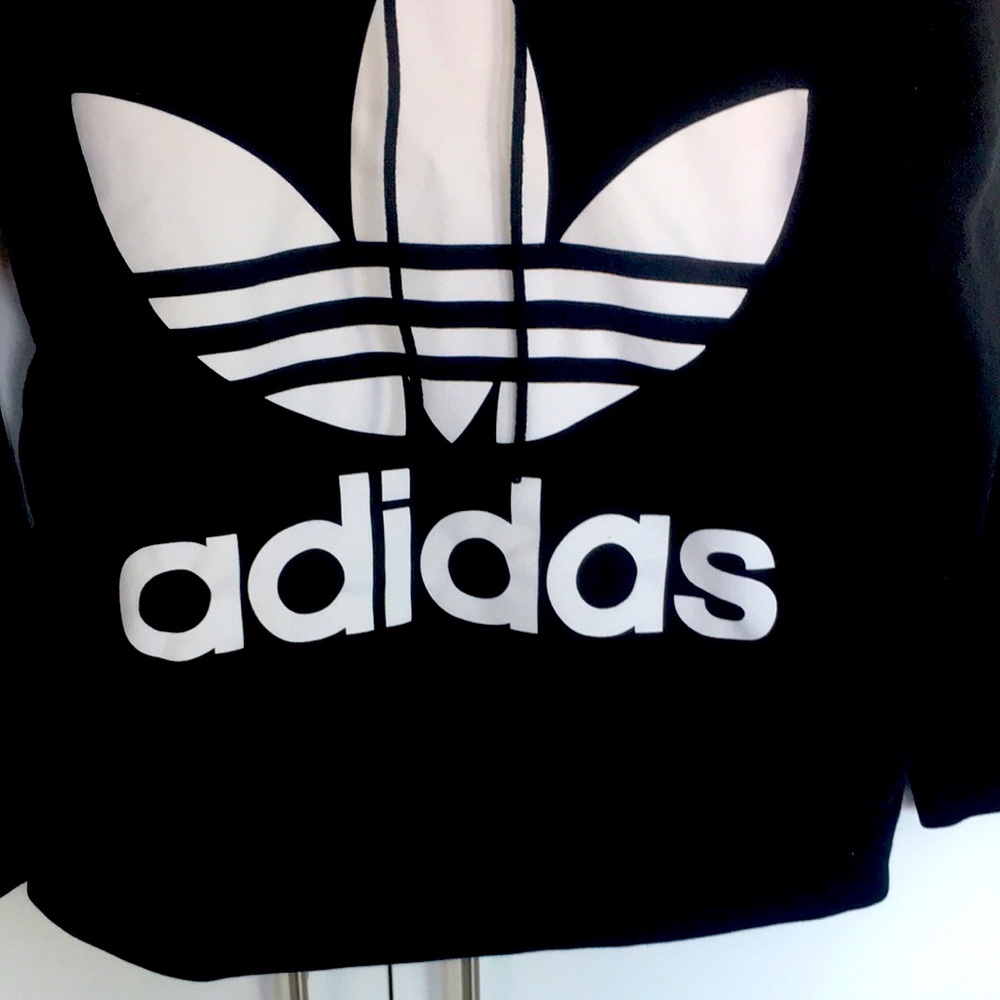 Adidas Originals Black Trefoil Hoodie French Terry Pocket Pullover XS - Picture 4 of 12